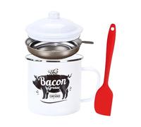 Grease Jar Container - Kitchen Oil Strainer and Storage Container for Cooking Grease, Durable Stainless Steel Holder, Easy Pour Design | Home Countertop, Commercial Restaurant, Daily Party, Gathering