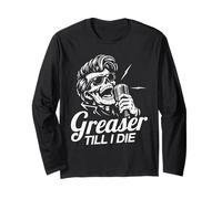 Greaser Till I Die Horror Rockabilly Skeleton Alt Rock Maglia a Manica
