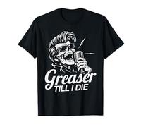 Greaser Till I Die Horror Rockabilly Skeleton Alt Rock Maglietta
