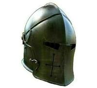 Great Barbuda Knight - Casco funzionale medievale indossabile - Calibro 18 in acciaio massiccio con fodera interna in pelle - forgiato a mano - ideale per LARP, SCA e collezionisti nautici