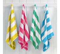 Great Bay Home Asciugamani da spiaggia in 100% velluto di cotone, 76,2 x 152,4 cm, a righe, ad asciugatura rapida, grandi asciugamani da bagno (blu, giallo, verde acqua, rosa)