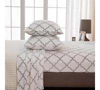 Great Bay Home Extra Morbido Velluto Cozy Plush Sheet Set. Deluxe Lenzuola Tasche Profonde. Velvet Luxe Collection Twin White/Grey