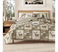 Great Bay Home Lodge Copriletto Pieno/Queen Size Trapunta con 2 Federe Cabina 3 Pezzi Reversibile Tutte Le Stagioni Trapunta Set Copriletto Copriletto Rustico Set Trapunta Copriletto Copriletto
