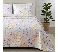 Great Bay Home Marianne Collection - Set copripiumino e federe, reversibile, motivo floreale, lavabile in lavatrice, 3 pezzi (letto queen, multicolore)