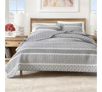 Great Bay Home Set copriletto reversibile grigio a 2 pezzi per letto singolo/singolo XL con 1 federa, leggero, adatto a tutte le stagioni, accogliente, moderno, con motivo paisley, collezione Kadi