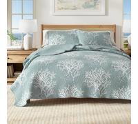 Great Bay Home Set di biancheria da letto da 2 pezzi, per letto singolo standard e XL, trapunta, motivo costiero, estivo, con federa, reversibile, per tutte le stagioni. Copriletto trapuntato leggero