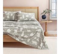 Great Bay Home Set di biancheria da letto in flanella 100% cotone turco, tasche profonde, lenzuola morbide, calde, doppie lenzuola in flanella (pieno, orso polare grigio)