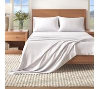 Great Bay Home Set di lenzuola in 100% flanella di cotone extra morbide, calde, accoglienti, leggere, lussuose lenzuola invernali, in tinta unita, collezione Nordic (matrimoniale, bianco invernale)