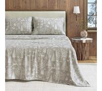 Great Bay Home Set di lenzuola in 100% flanella di cotone turco, 4 pezzi, per letto Queen Winter Lodge, con stampa, lenzuola e federe, lenzuola in flanella doppia spazzolata (queen size, boschi