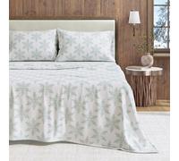 Great Bay Home Set di lenzuola in 100% flanella di cotone turco, con tasca profonda, morbide, lenzuola calde, per letto matrimoniale spazzolato, lenzuola in flanella anti-pelucchi (completo, fiocco di