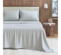 Great Bay Home Set di lenzuola in flanella per letto matrimoniale, 100% cotone turco, doppio spazzolato, con stampa, ultra morbide, comode, 4 pezzi (fiocco di neve, blu mosaico)