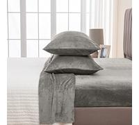 Great Bay Home Set di lenzuola in micropile extra morbide, per letto queen size, in micropile, con tasca profonda, collezione Luxe in lussuoso velluto Sherpa (Queen, grigio)