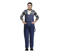GREAT BIKERS GEAR - Salopette da uomo in denim salopette jeans Brace grande e alto chiave Pro Heavy Duty Workwear Mario Cargo, Blu scuro, 34W / 32L