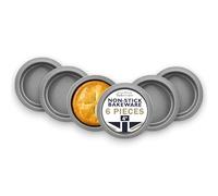 Great British Bakeware - Confezione da 6 mini tortiere poco profonde da 10,2 cm, con doppio rivestimento antiaderente, per torte, crostate e quiche, piatti singoli, teglie singole per torte, perfette