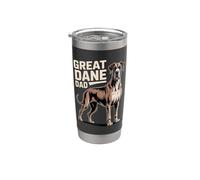 Great Dane Dad | Lettering Bold Lettering Gentle Giant Dog Owner Bicchiere termico in acciaio inox doppia parete