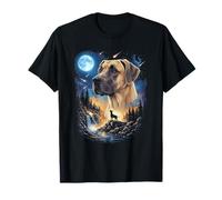 Great Dane Howling at The Moon Art Vintage Dog Art Maglietta