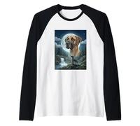 Great Dane Howling to The Moon Meme Funny Dog Lover Maglia con Maniche Raglan