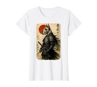 Great Dane Warrior Ukiyo Opera d'Arte Giapponese Cane Samurai Maglietta con Stampa Grafica Economica, Donna, Bianco, L