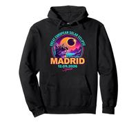 Great European Solar Eclipse 2026 Madrid Spain Cat Retro Felpa con Cappuccio