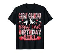 Great Grandma Of The Berry Primo Compleanno Ragazza Fragola Maglietta