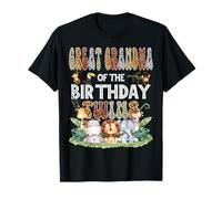 Great Grandma Of The Birthday Twins Safari Animali della giungla Maglietta