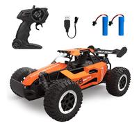 Great-JUNAMT rc Auto telecomando RC Auto 1:16 All Terreno Monster Truck Fari a LED, Giocattolo Auto RC 20 km/h Regalo per Bambini Ragazzi 3 4 5-12 (Il Nero) (Arancione)