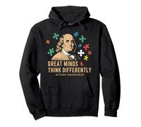 Great Minds Think Differently - Benjamin Franklin Autism Felpa con Cappuccio