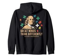 Great Minds Think Differently - Benjamin Franklin Autism Felpa con Cappuccio