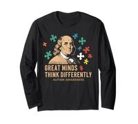 Great Minds Think Differently - Benjamin Franklin Autism Maglia a Manica