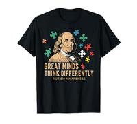 Great Minds Think Differently - Benjamin Franklin Autism Maglietta