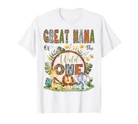 Great Nana of The Wild One 1 ° Compleanno Ragazzo Safari Jungle Maglietta