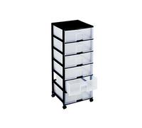Great Plastic impilabile 6 cassetti modulare Set (6), Colore: Nero, Set da 14