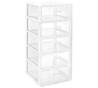 Great Plastic plastica Set 5 impilabile, 380 x 370 x 779 mm cassetti Naturale (MOD. 5.4), Bianco, Taglia Unica