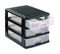 GREAT PLASTIC Set 3 CASSETTI Piccoli 270X180X200mm Nero, Taglia Unica, 12 unità