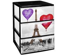 Great Plastic Set Plastica 3 Cassetti Impilabili Nero Iris 380X370X473 mm Dec. Iml Paris, Taglia Unica