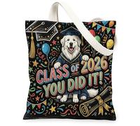 Great Pyrenees Dog Congrats Grad - Borsa tote in tela per lo shopping, 33 x 15, borsa riutilizzabile con stampa della spesa per le donne, classe 2026, pittura estetica da spiaggia, decorazione regalo