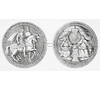 Great Seal of William and Mary simboleggiava l'approvazione del sovrano dei documenti statali. Guglielmo III d'Inghilterra 1650-1702. Prince of Orange Stadtholder delle principali province della