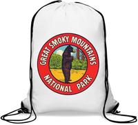 Great Smoky Mountains National Park Bear Logo Gym Sack Casual Drawstring Bag Bianco