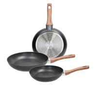 Great Stone Set 3 Padelle 20/24/28 cm Alluminio Nero