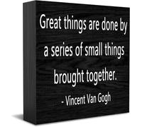 Great Things Are Done By A Series Of Small Things Brought Together New Home Decor Rustico Idee Regalo Cartello in legno Scrivania Mensola Agriturismo Decorazioni per la stanza 12,7 x 12,7 cm