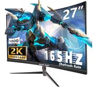 Great voell 27 pollici Gaming Monitor curvo 1440P (2560 * 1440), 2K, 165HZ, Anti-Blue Light Eye Protection, compatibile VESA-100 * 100mm, inclinabile, con FreeSync, supporto HDR, HDMI+DP, 16:9