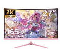 Great voell 27 pollici Rosa Gaming Monitor curvo 1440P (2560 * 1440), 2K, 165HZ, Anti-Blue Light Eye Protection, compatibile VESA-100 * 100mm, inclinabile, con FreeSync, supporto HDR, HDMI+DP, 16:9
