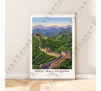 Great Wall Of Cina Stampa Cina Viaggi Muro Art Illustrazione Décor senza Cornice