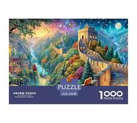 Great Wall with Cats And Glowing Town Puzzle Da 1000 Pezzi Fantasy Architecture Puzzle Classici Per Tutte Le Età 52x38cm/1000pcs