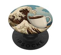 Great Wave Coffee Kanagawa Ukiyo-e Caffeina giapponese Art PopSockets PopGrip Adesivo