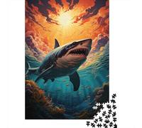 Great White Shark Attack 1000 Pezzi Cartone Extra Spesso Set Di Puzzle Coppia Partner Allenamento Di Concentrazione Idea Regalo 52x38cm/1000pcs