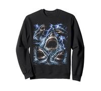 Great White Shark Storm Funny Ocean Animal Marine Graphic Felpa