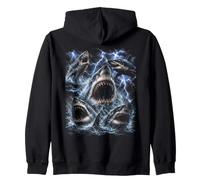 Great White Shark Storm Funny Ocean Animal Marine Graphic Felpa con Cappuccio