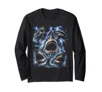 Great White Shark Storm Funny Ocean Animal Marine Graphic Maglia a Manica