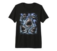 Great White Shark Storm Funny Ocean Animal Marine Graphic Maglietta Premium